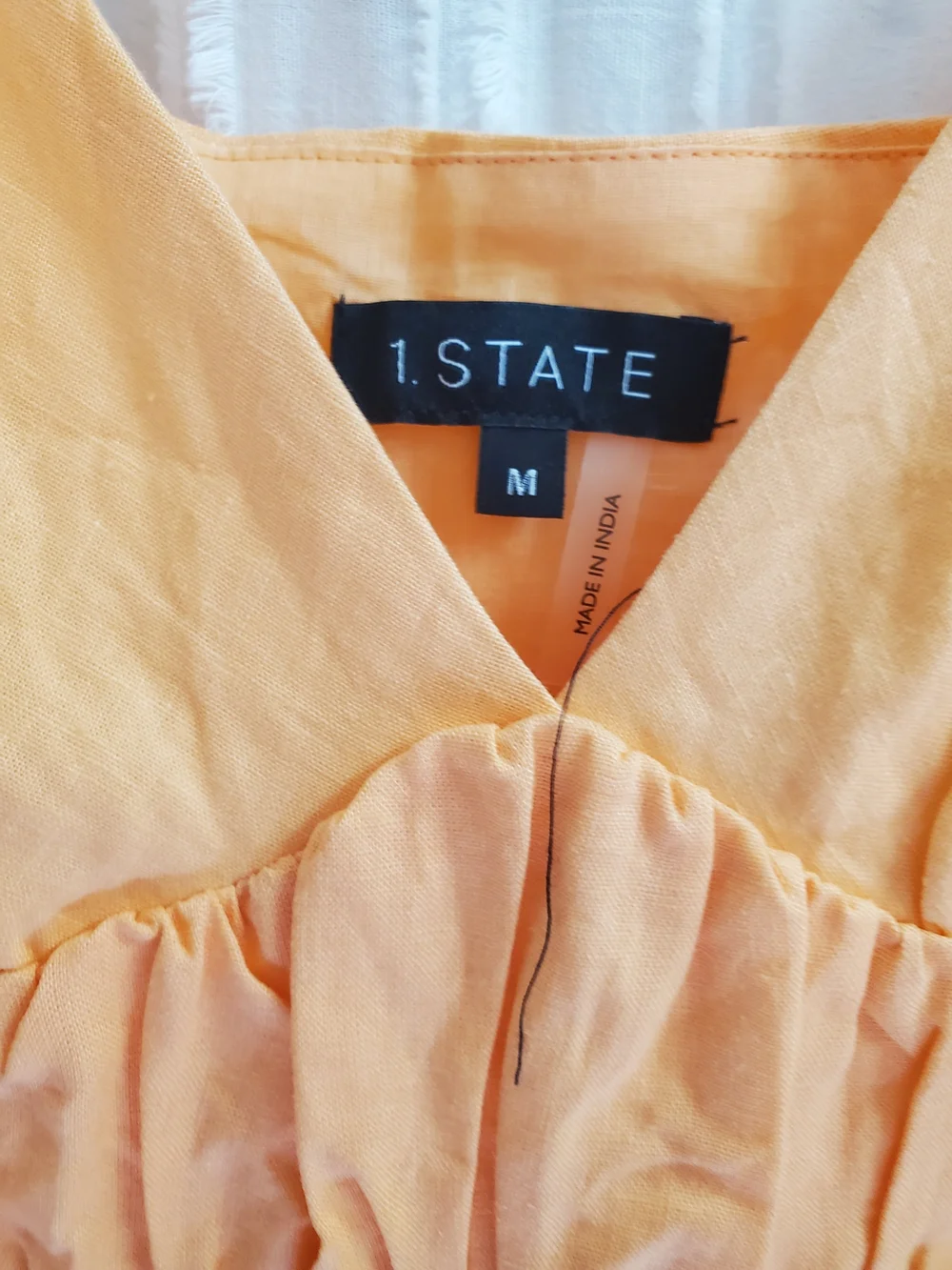 1. State Peach-Orange Tiered Spaghetti-Strap Midi Dress With Pockets - Picture 4 of 9